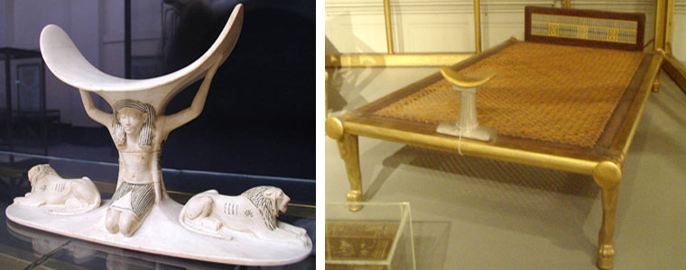 Appui-tête en ivoire de Toutânkhamon - Lit et appui-tête de la reine Hétep-Hérès Ire